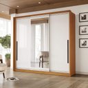 Ver imagem 1 de Guarda Roupa Casal 220cm 3 Portas de Correr com Espelho 240854 Valência Politorno Móveis