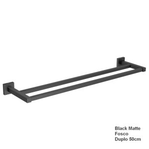Porta Toalha Duplo Quadratta Black Matte 2042.BL83.MT - Deca