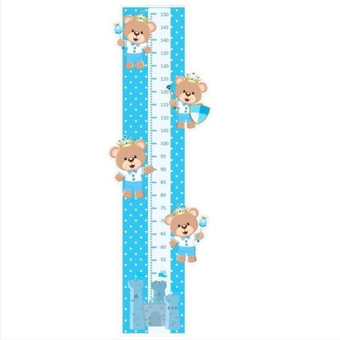 Adesivo Decorativo Infantil Régua Crescimento - Ursinho Azul