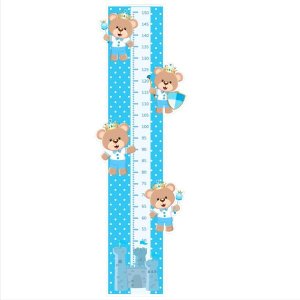 Adesivo Decorativo Infantil Régua Crescimento - Ursinho Azul