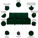 Ver imagem 3 de Poltrona do Papai Reclinável Mallie 3 Lugares Baú Usb Fh9 Veludo Verde - Mpozenato