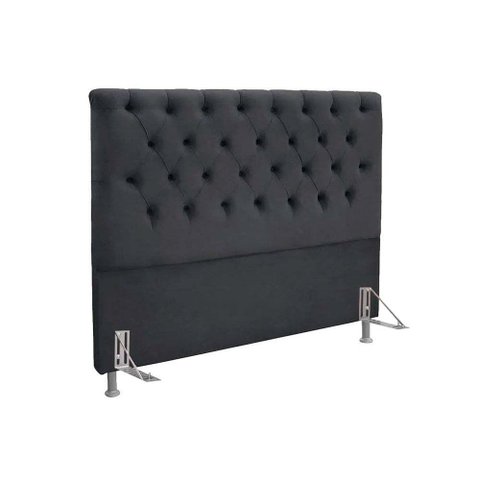 Cabeceira Cama Box Estofada Casal Casal Embaixatriz Suede Cinza - Simbal