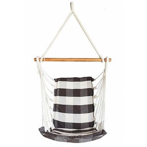 Cadeira de Balanço Suspensa Rede de Teto Varias Cores: Marrom com Cru Xadrez