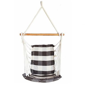 Cadeira de Balanço Suspensa Rede de Teto Varias Cores:marrom com Cru Xadrez