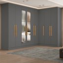 Ver imagem 1 de Guarda-Roupa Modulado de Canto com Puxadores MDF e Espelho Paris Cinza/Onix