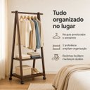 Ver imagem 4 de Cabideiro Triangular com Prateleiras Roupas Sapatos Rodinhas Forte Milemon