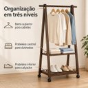 Ver imagem 5 de Cabideiro Triangular com Prateleiras Roupas Sapatos Rodinhas Forte Milemon
