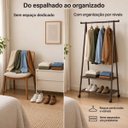 Ver mais imagens de Cabideiro Triangular com Prateleiras Roupas Sapatos Rodinhas Forte Milemon