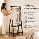 Ver imagem 2 de Cabideiro Triangular com Prateleiras Roupas Sapatos Rodinhas Forte Milemon