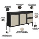 Ver imagem 4 de Aparador Buffet para Sala de Jantar 139cm Pés Madeira Moss A03 Nero Preto - Lyam Decor