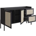 Ver imagem 6 de Aparador Buffet para Sala de Jantar 139cm Pés Madeira Moss A03 Nero Preto - Lyam Decor