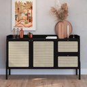 Ver imagem 3 de Aparador Buffet para Sala de Jantar 139cm Pés Madeira Moss A03 Nero Preto - Lyam Decor