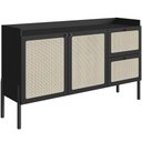 Ver imagem 1 de Aparador Buffet para Sala de Jantar 139cm Pés Madeira Moss A03 Nero Preto - Lyam Decor