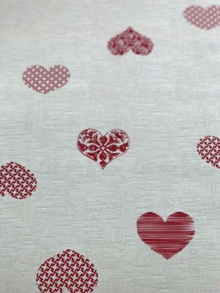 Toalha de Mesa Impermeável Portuguesa Lovely Hearts - 1.40x2.00M - 2