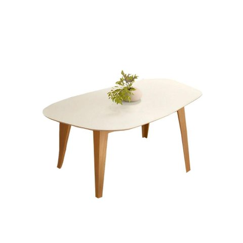 Mesa de Jantar Orgânica 180cm 100% Mdf Dalla Costa Casa Lar Cor:off White com Freijó