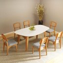 Ver imagem 3 de Mesa de Jantar Orgânica 180cm 100% Mdf Dalla Costa Casa Lar Cor:off White com Freijó