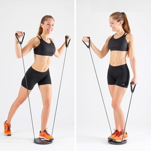 DISCO DE EQUILIBRIO COM ELASTICO CORDA ACADEMIA EM CASA RODA EXERCICIO TWIST DE TORÇÃO PILATES YOGA  - 5