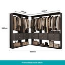 Ver imagem 4 de Guarda-Roupas Closet Modulado Alasca 300cm 5 Peças com 10 Gavetas e Cabideiros Preto Touch Carraro
