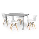 Ver imagem 1 de Conjunto Mesa de Jantar Hairpin 130x80 Volpi com 4 Cadeiras Eiffel Slim - Branco
