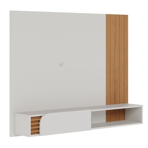 Home Suspenso Jurere para TV 60" 136cm MDP-MDF com Nicho Ripado Off White Colibri Móveis