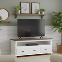 Ver imagem 1 de Rack Tv 3 Gavetas Nicho e Tampo de Madeira 501 Laca Branca