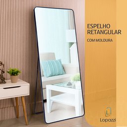 Espelho Grande Retangular Corpo Inteiro com Moldura em Metal 150 X 60 Cm - 2