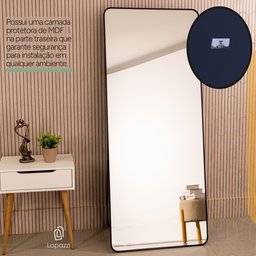 Espelho Grande Retangular Corpo Inteiro com Moldura em Metal 150 X 60 Cm - 6