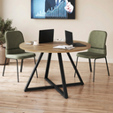 Ver imagem 5 de Mesa de Jantar 4 Lugares Redonda 110cm Home Office Concept Marrom/Nogal Sevilha/Preto
