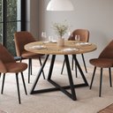 Ver imagem 2 de Mesa de Jantar 4 Lugares Redonda 110cm Home Office Concept Marrom/Nogal Sevilha/Preto