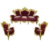 Jogo de Sofá Clássico + Par de Poltronas Vermelhas - 137x237x70 / 125x100x64cm - 1