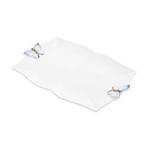 Travessa de Porcelana Branca Borboletas 30x20cm Wolff