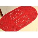Ver imagem 2 de Par de Tapetes em Crochê Oval Liso - Vermelho Arte & Tear