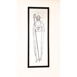 Quadro Bom Pastor Moldura Preta 33cmx93cm - 2