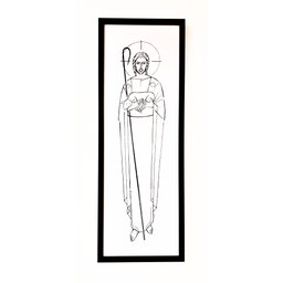 Quadro Bom Pastor Moldura Preta 33cmx93cm - 1