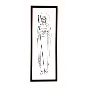 Quadro Bom Pastor Moldura Preta 33cmx93cm