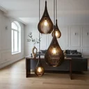 Ver imagem 1 de Lustre Pendente para Sala Pé Direito Duplo Sp-Drop Marrom