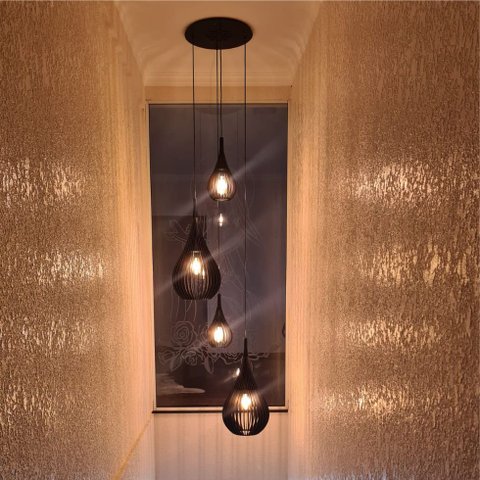 Lustre Pendente para Sala Pé Direito Duplo Sp-drop Marrom