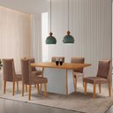 Ver imagem 1 de Mesa de Jantar Diane 180cm Tampo Mdf Laminado com 6 Cadeiras Lisboa Moderna Mobília