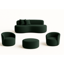 Ver imagem 1 de Conjunto 02 Poltronas + Sofá e Puff Curvo Orgânico Nature Gaia Boucle Verde - Montanaris Decor
