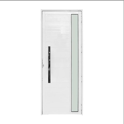 Porta de Giro Alumínio Branco Lambril c/Visor Lateral Px 80cm Maxx - 210x80 - Direita