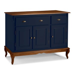 Balcão Buffet 3 Portas 2 Gavetas Hannover 60803 Linz Móveis - Azul Petróleo/Imbuia