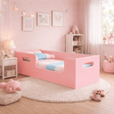 Ver imagem 5 de Cama Infantil Juvenil Rosa com Colchão para Crianças Menina Menino Bebe