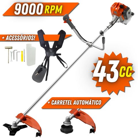 Roçadeira Á Gasolina Tekna Rl430acntk 2t 43cc 1,7hp C/ Lâmina 3 Pontas + Carretel de Nylon