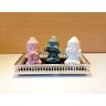 Trio Budas Sabedoria Cego Surdo Mudo Cerâmica 9 cm - Branco, Verde e Rosa - 6