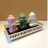 Trio Budas Sabedoria Cego Surdo Mudo Cerâmica 9 cm - Branco, Verde e Rosa - 4