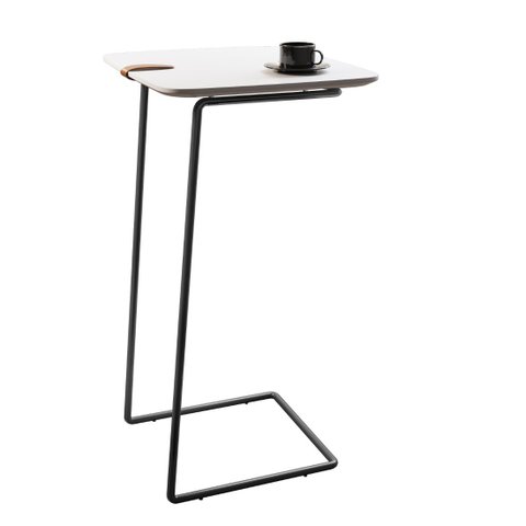 Mesa Apoio Lateral para Sofá Atenas Pé Preto:Branco