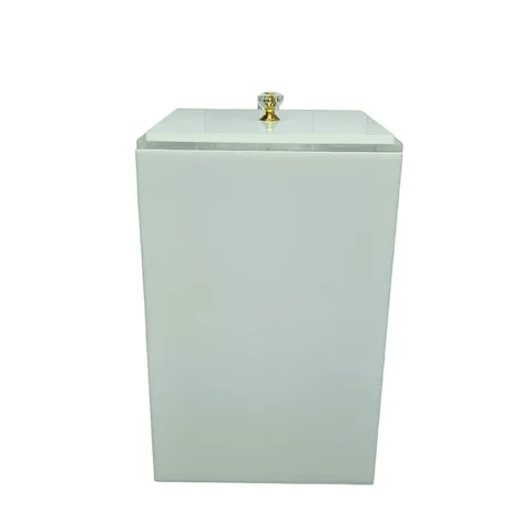 Lixeira Acrílica Banheiro, Lavabo, Cozinha Linha Premium Esconde Sacola 7,5 Litros Puxador Cristal