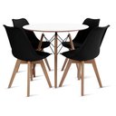 Ver imagem 1 de Conjunto Mesa Eames Branca 110cm com 4 Cadeiras Saarinen Wood Preta Polipropileno Sala Jantar