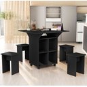 Ver imagem 2 de Mesa Aparador Retrátil Basoto Annie com 4 Bancos Embutidos 100% Mdf - Preto