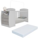 Ver imagem 1 de Berço Cômoda com Colchão Incluso Colinho de Mãe Multimóveis Mp4304 Branco/cinza